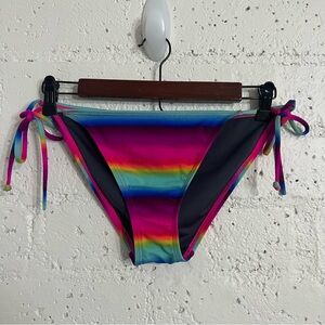Victoria's Secret Womens Swimsuit Bikini Bottom S Rainbow Bright String Tie F5